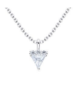 Triangle Crystal Shaped Silver Necklace SPE-4828